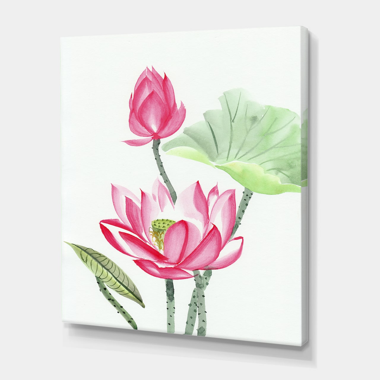 Designart - Vintage Pink Lotus Flower - Traditional Canvas Wall Art Print